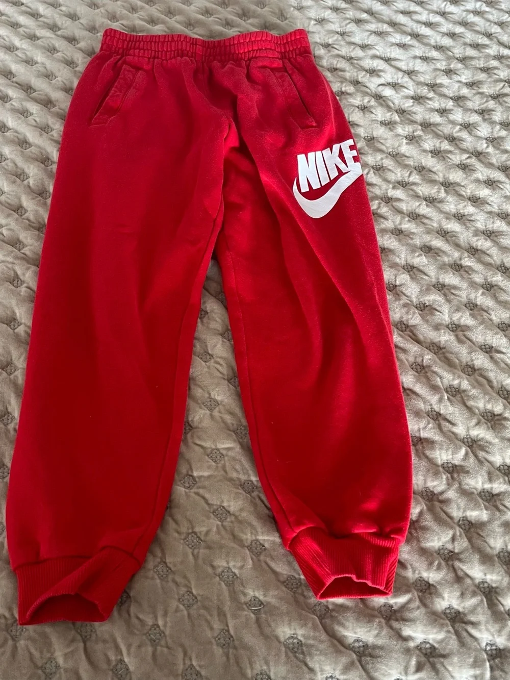 Nike Red Fleece Shorts with White Swoosh